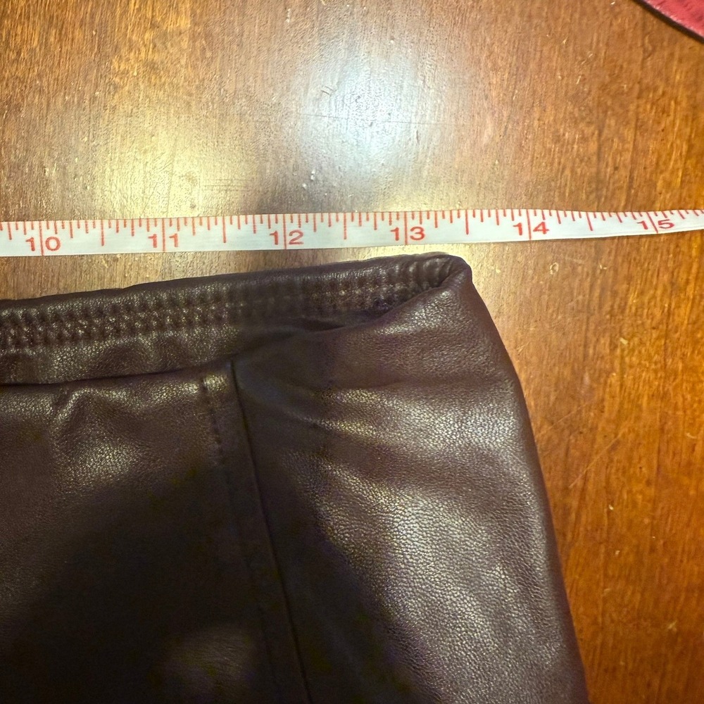 7 For All Mankind Faux Leather Leggings Pants Burgundy Mid Rise Women's Size M - Picture 6 of 9